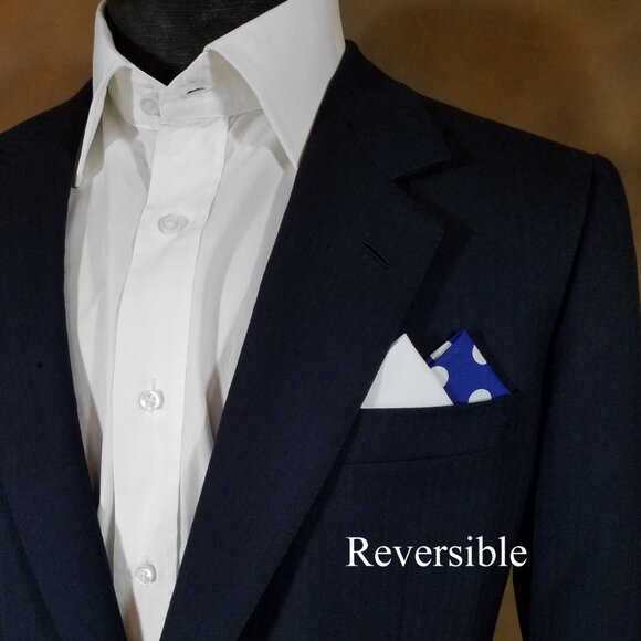NEW - Contrasting Color 100% Cotton Pre-Folded Pocket Square Handkerchief Insert - Picture 7 of 7